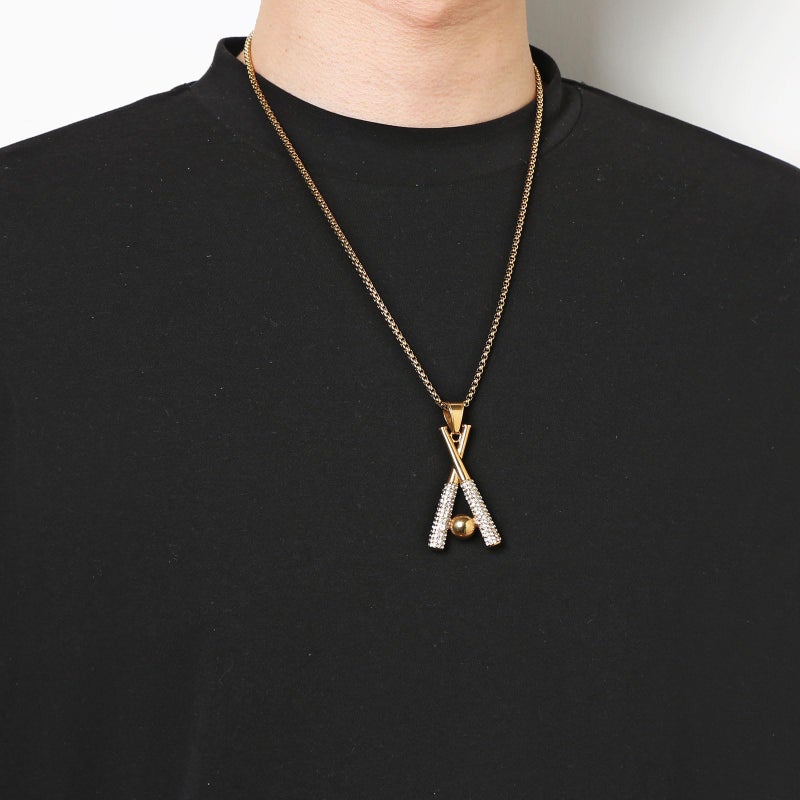 AsAlways Hip Hop Jewelry Iced Out Cross Baseball Bat Pendant Sports 18k Gold Plated Necklace for Men Women(Cross Baseball) - Image 2